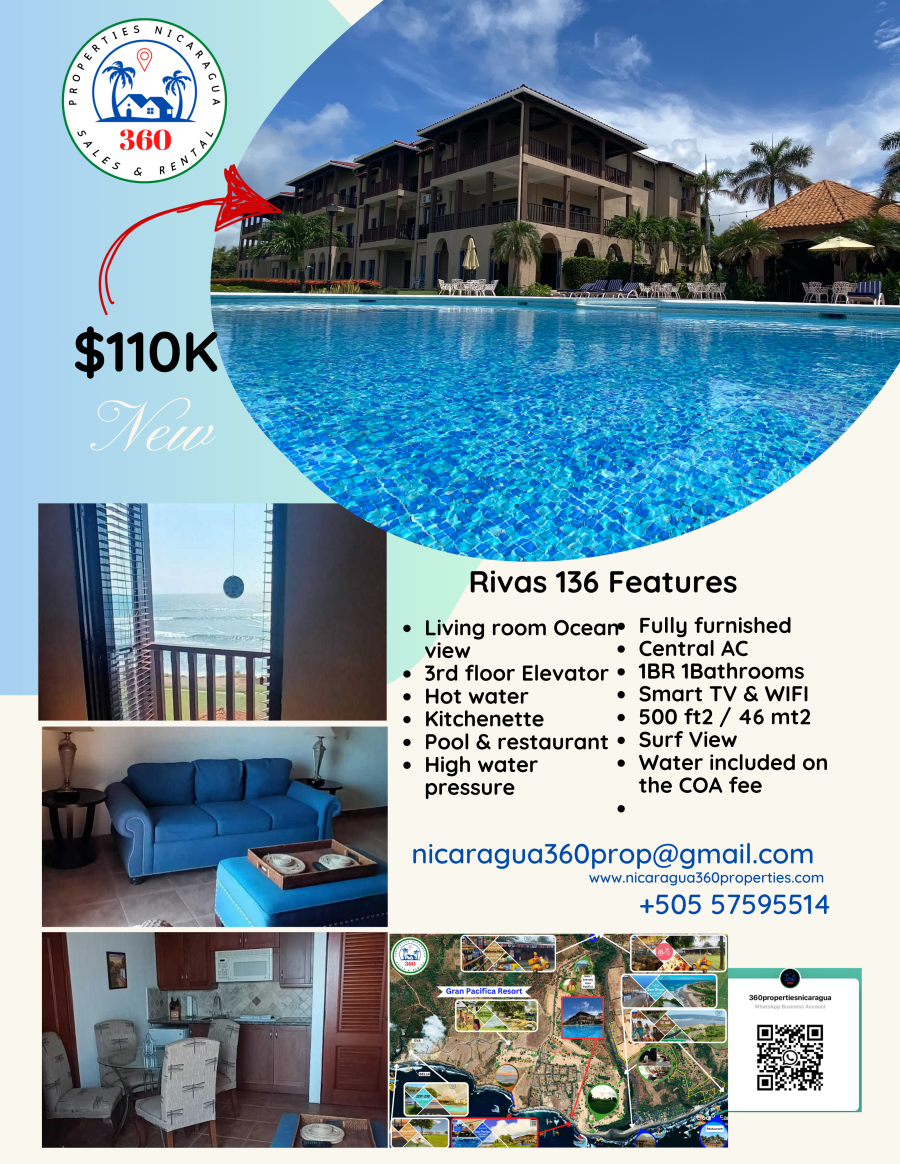 Rivas 136 beachfront condo at Las Perlas, Gran Pacífica