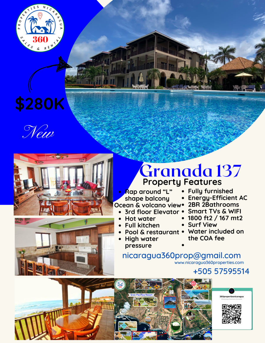 Condominio 137 de Las Perlas frente al mar con balcón envolvente